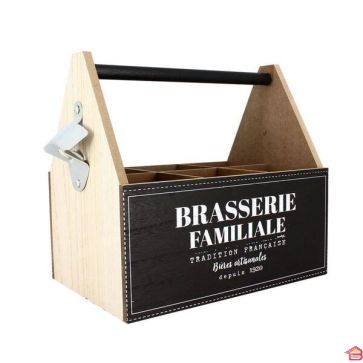RACK EN BOIS POUR 6 BOUTEILLES AVEC DECAPSULEUR INTEGRE