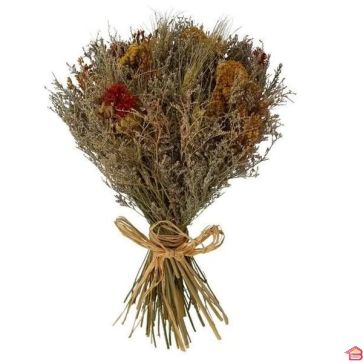 BOUQUET FLEURS SECHÉES COL SAFRAN CARTHAME