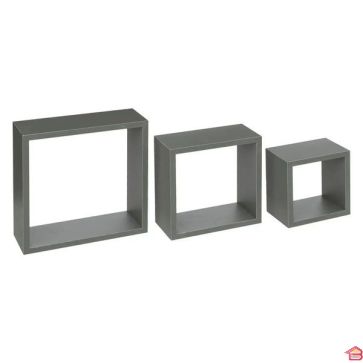 LOT DE 3 ÉTAGÈRES MURALES CUBE VERT DE GRIS