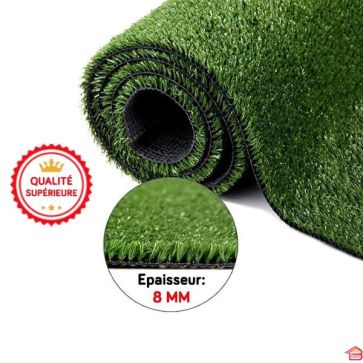 GAZON ARTIFICIEL VERT NATUREL 8MM 2M x 50 M² (25 METRES LINEAIRES)