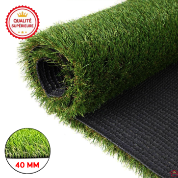 GAZON ARTIFICIEL VERT NATUREL 40 MM – PRIX AU M²