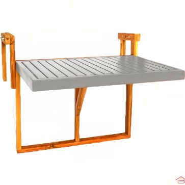TABLE DE BALCON RABATTABLE EN BOIS D’ACACIA GRIS 60X40.5 CM