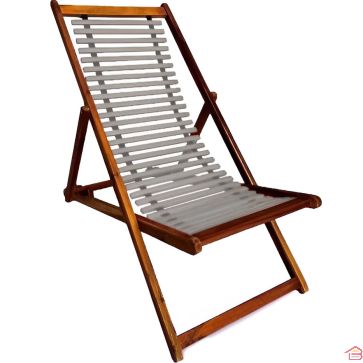 CHILIENNE DE JARDIN EN BOIS COULEUR GRIS RÉGLABLE 3 POSITIONS