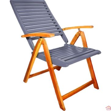 FAUTEUIL PLIANT EN BOIS D'ACACIA BICOLORE GRIS