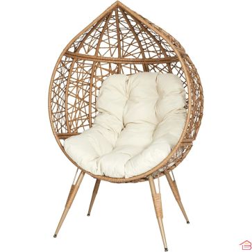 FAUTEUIL ŒUF D’EXTÉRIEUR AVEC COUSSIN BEIGE