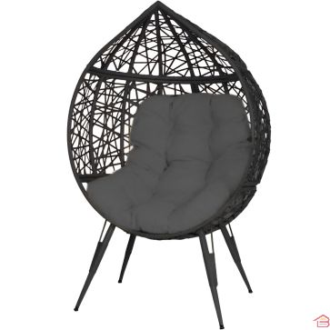 FAUTEUIL OEUF DE JARDIN NOIR AVEC COUSSIN