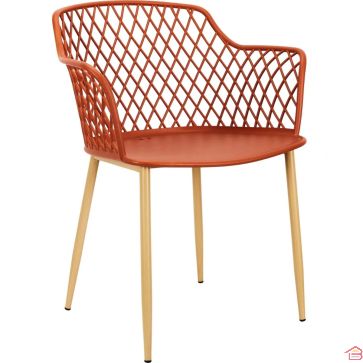FAUTEUIL D’EXTÉRIEUR DESIGN EN MÉTAL ET PLASTIQUE COULEUR TERRACOTTA MODÈLE MALAGA