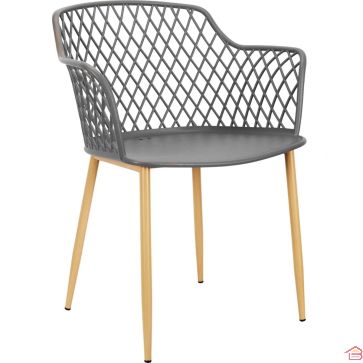 FAUTEUIL D’EXTÉRIEUR MALAGA GRIS EN PLASTIQUE ET MÉTAL