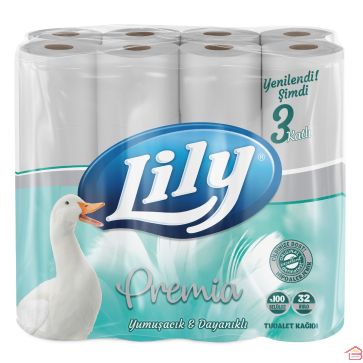 PAPIER HYGIÈNIQUE 3 PLIS PREMIA LILY 32 ROULEAUX