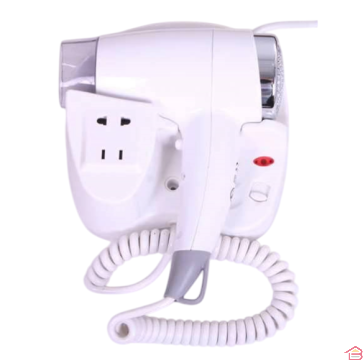 SÈCHE-CHEVEUX MURAL BLANC 1200 W AVEC PRISE DE COURANT