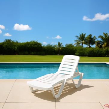 TRANSAT DE JARDIN BLANC SANS ACCOUDOIR PLIABLE 190 X 66 X 35 CM