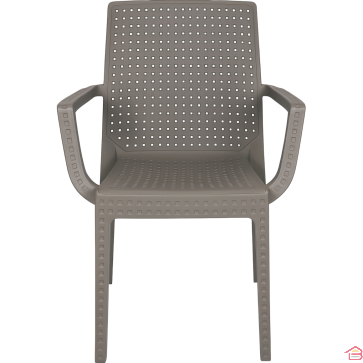 CHAISE D’EXTÉRIEUR MIAMI EN PLASTIQUE MARRON AVEC ACCOUDOIRS