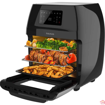 FRITEUSE À AIR CHAUD SANS HUILE TAURUS CRUNCHY PLUS CAPACITÉ 12 LITRES NOIR ET INOX