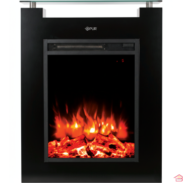 MEUBLE CHEMINÉE ÉLECTRIQUE EN BOIS AVEC VITRE R’PUR FLAMMES RÉALISTES 68x17x87,5 CM