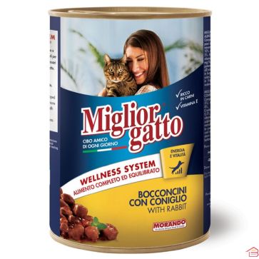 ALIMENT HUMIDE POUR CHATS EN MORCEAUX AU LAPIN 405 G MORANDO