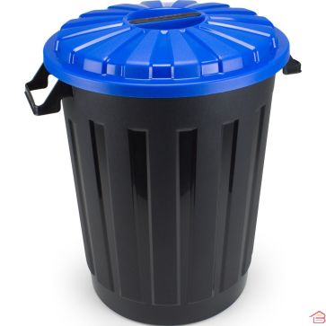 POUBELLE DE RECYCLAGE 30 LITRES BBC AVEC COUVERCLE COULEUR ET CORPS NOIR EN PLASTIQUE RÉSISTANT