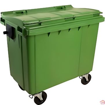 POUBELLE 660 LITRES SUR 4 ROUES EN POLYÉTHYLÈNE COULEUR VERTE
