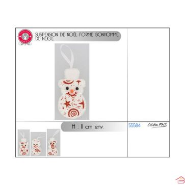 SUSPENSION DE NOEL BONHOMME DE NEIGE H 11 CM