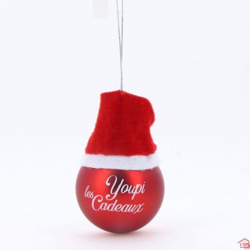 BOULES DE NOEL EN VERRE AVEC BONNET DIA 6CM