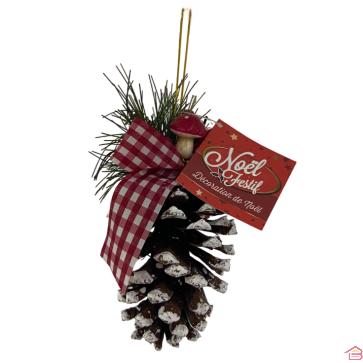 SUSPENSION DE NOËL POMME DE PIN AMANITE 16 CM