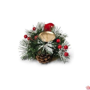 PHOTOPHORE 1 SUPP BOUGIE DE NOEL POINSETTIA D14CM