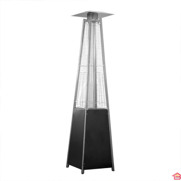 PYRAMIDE CHAUFFANTE DE TERRASSE NOIRE GAZ PROPANE BUTANE 13 KW AVEC TUBE EN VERRE FSD-C/N
