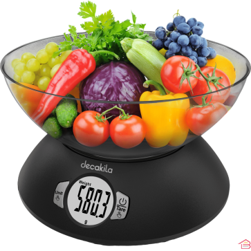 BALANCE DE CUISINE ÉLECTRONIQUE AVEC BOL INTÉGRÉ DE PRÉCISION DE 5 KILOGRAMMES DECAKILA