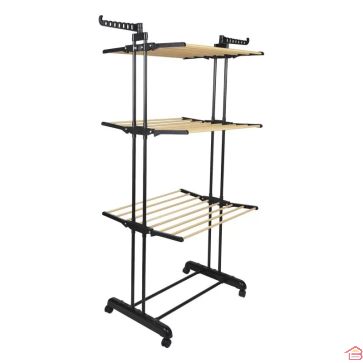 ETENDOIR EFFET BOIS 3 ETAGES 73X64X173 CM