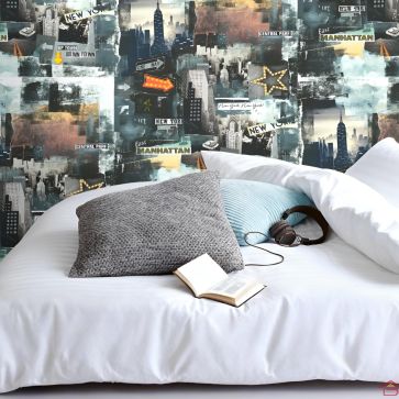 PAPIER PEINT INTISSÉ NEW YORK MULTICOLORE STYLE URBAIN MODERNE
