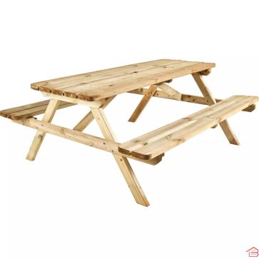 TABLE PIQUE-NIQUE EN BOIS PLIABLE POUR 6 PERSONNES 180 X 166 X 75 CM