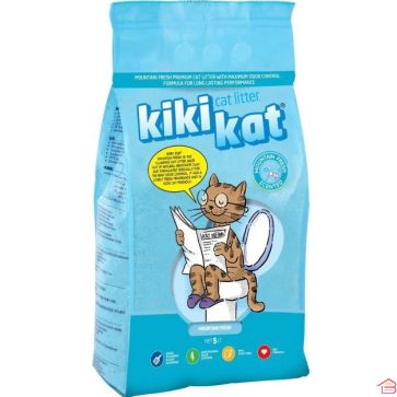LITIÈRE AGGLOMÉRANTE POUR CHAT KIKIKAT FRAÎCHEUR MONTAGNE 5 L EN ARGILE BENTONITE BLANCHE NATURELLE