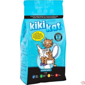LITIÈRE AGGLOMÉRANTE POUR CHATS KIKIKAT CHARBON ACTIF SUPER BLANC 5 LITRES