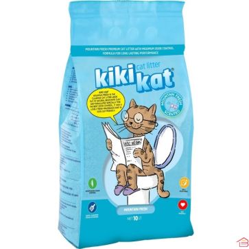 LITIÈRE AGGLOMÉRANTE POUR CHAT À BASE D’ARGILE BENTONITE PARFUM FRAÎCHEUR MONTAGNE 10 L KIKIKAT