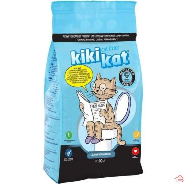 LITIÈRE AGGLOMÉRANTE POUR CHAT À BASE D’ARGILE BENTONITE BLANCHE ET CHARBON ACTIF 10 L KIKIKAT
