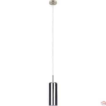 SUSPENSION MODERNE EN ACIER NICKEL MAT ABAT-JOUR EN VERRE FUMÉ NOIR TRANSPARENT MODÈLE SELVINO