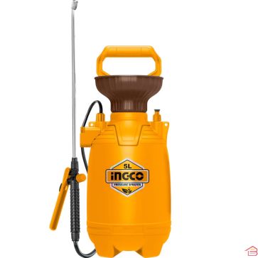 PULVÉRISATEUR À PRESSION MANUEL 5 LITRES AVEC LANCE EN ACIER INOXYDABLE ET BANDOUILIÈRE INGCO