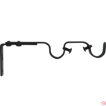 SUPPORT DOUBLE GOUTTIÈRE EXTENSIBLE DIAMÈTRE 20 MM 165 À 190 MM NOIR MAT LOT DE 2