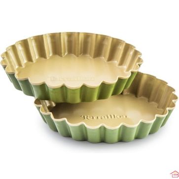 SET DE 2 MOULES À TARTELETTE EN ACIER 12CM TERRAILLON AVEC REVÊTEMENT ANTIADHÉSIF NATUREL