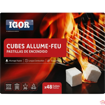 ALLUME FEU SOLIDE 48 CUBES ALLUMAGE RAPIDE LONGUE DURÉE