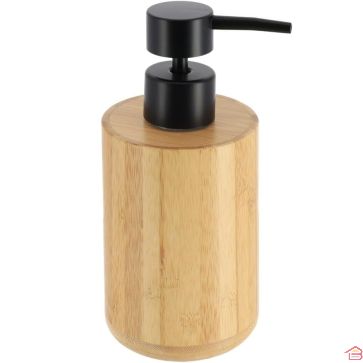 DISTRIBUTEUR EN BAMBOU ROND AVEC POMPE NOIRE 200 ML