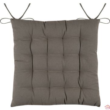 COUSSIN DE CHAISE MATELASSÉ CARRÉ COLORIS TAUPE AVEC CORDONS D’ATTACHE 38 X 38 X 3,5 CM