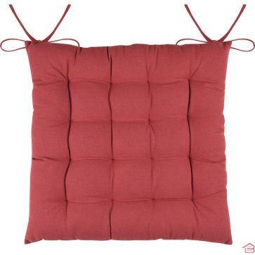 COUSSIN DE CHAISE MATELASSÉ CARRÉ COLORIS TERRACOTTA AVEC CORDONS D’ATTACHE 38 X 38 X 3,5 CM