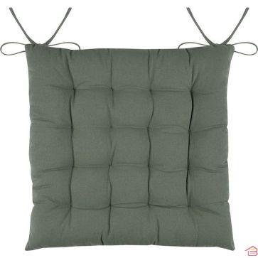 GALETTE DE CHAISE DUO VERT 38 X 38 X 3,5 CENTIMÈTRES EN COTON AVEC FERMETURE À CORDON