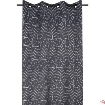 RIDEAU OCCULTANT ANTHRACITE À MOTIFS GÉOMÉTRIQUES VIBORG 140 X 260 CENTIMÈTRES À ŒILLETS