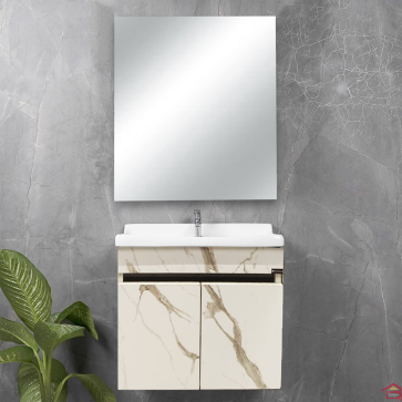 MEUBLE DE SALLE DE BAIN 60 CM IVORY ICEBURG BLANC MARBRE MDF