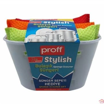 ÉPONGE ÉLÉGANTE 3 PIÈCES AVEC PANIER À PIQUETS