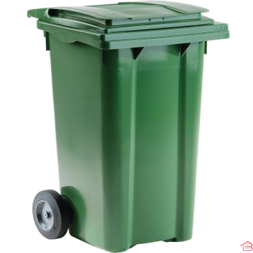 POUBELLE 360 LITRES SUR 2 ROUES EN POLYÉTHYLÈNE COULEUR VERTE