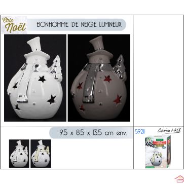 BONHOMME DE NEIGE LUMINEUX EN DOLOMITE 9.5x8.5x13 CM