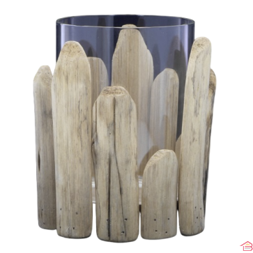 BOUGEOIR COLONNE EN BOIS 15x15x18 CM