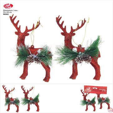 CERF PAILLETÉ AVEC HOUES ET BAIES SET DE 2 PIÈCES